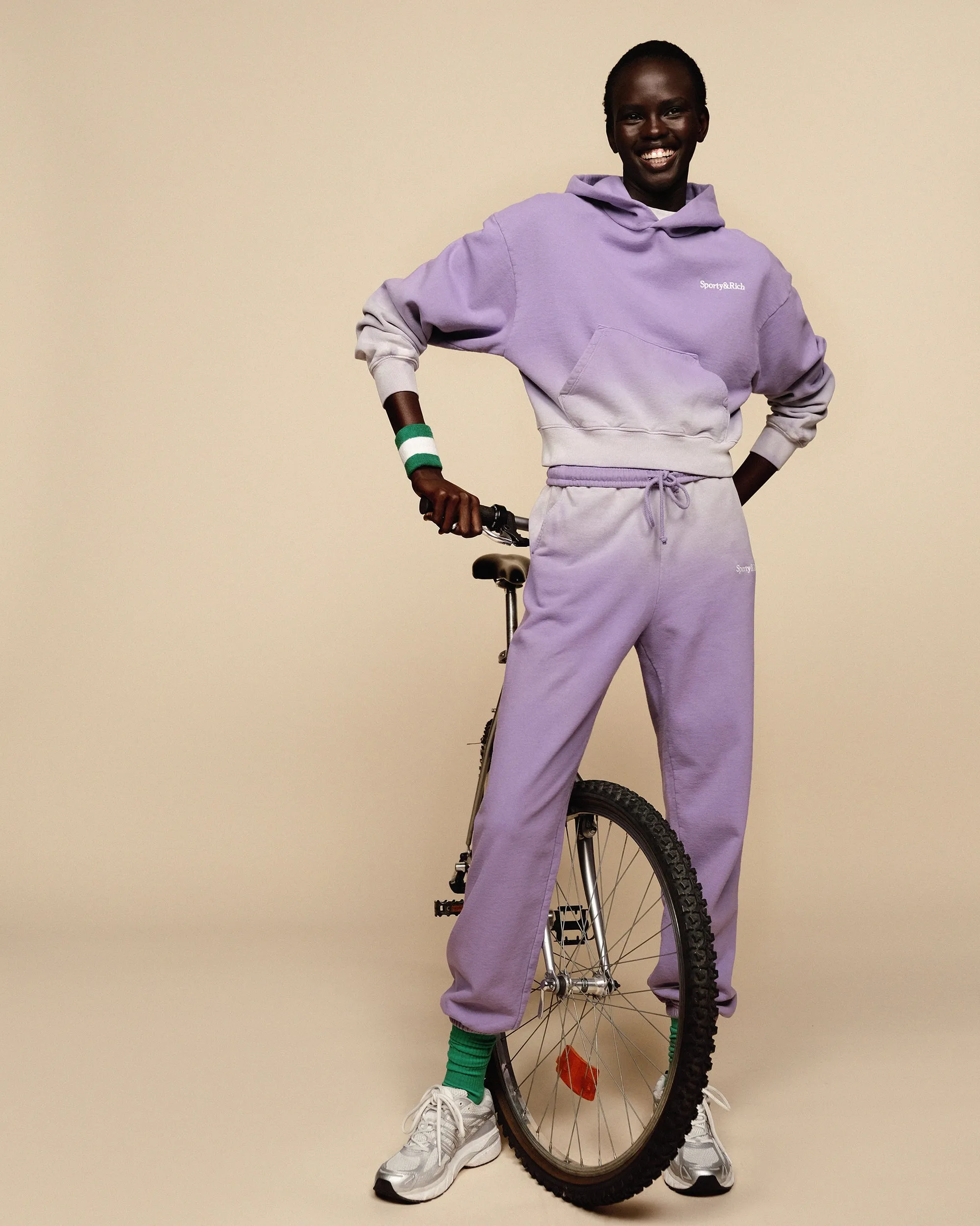 Serif Logo Sweatpant - Dip Dye Purple/White