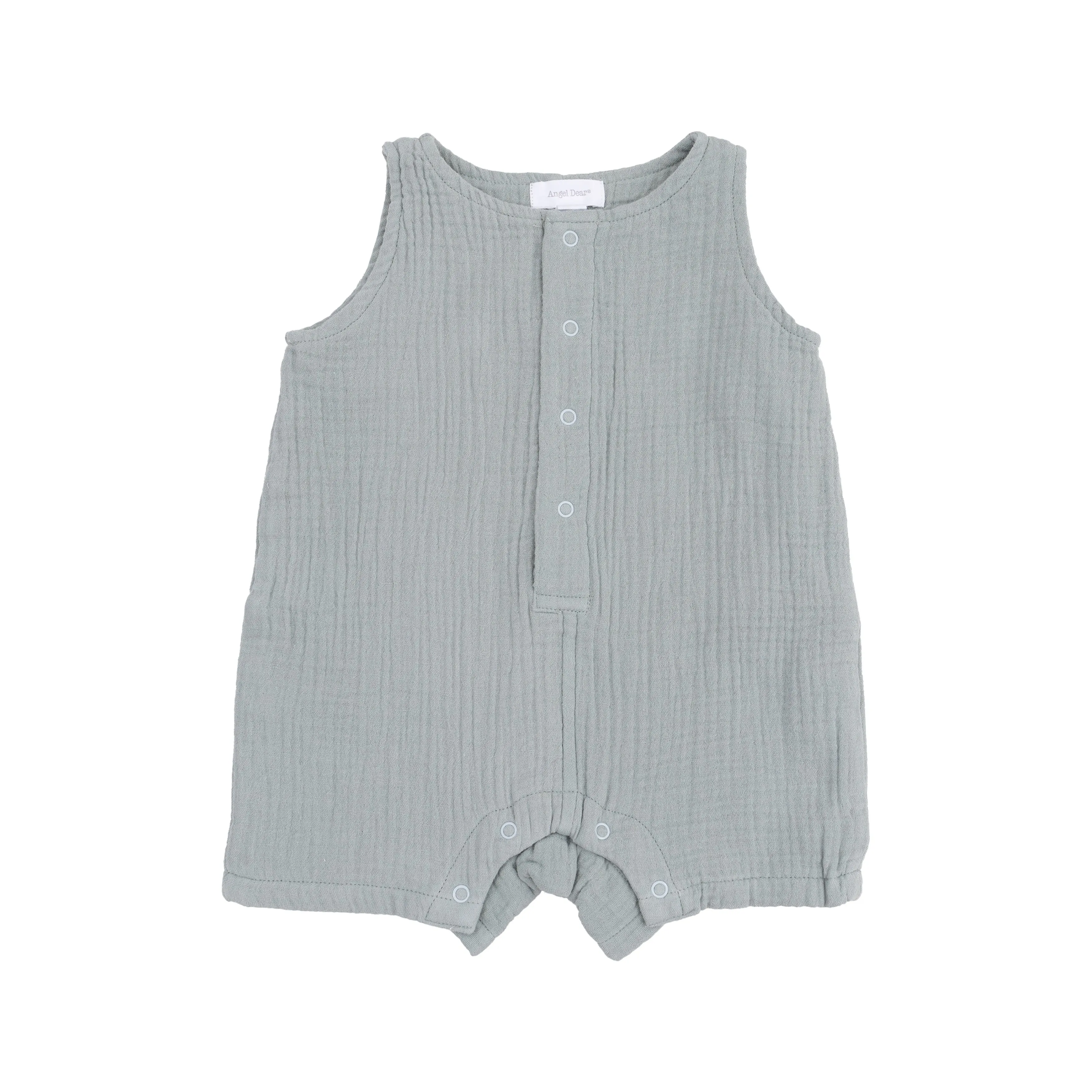 Solid Muslin Slate Gray Sleeveless Shortie Romper