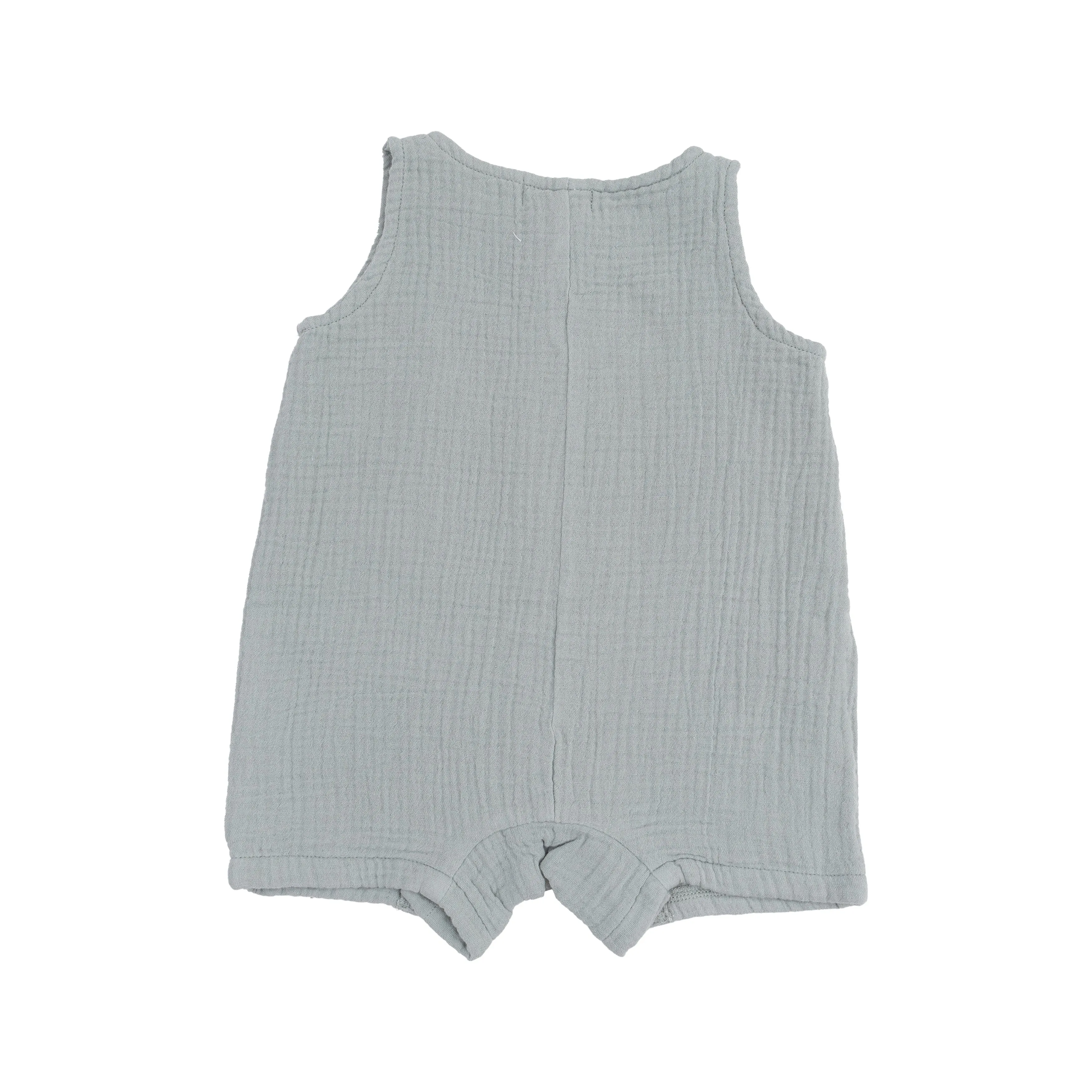 Solid Muslin Slate Gray Sleeveless Shortie Romper