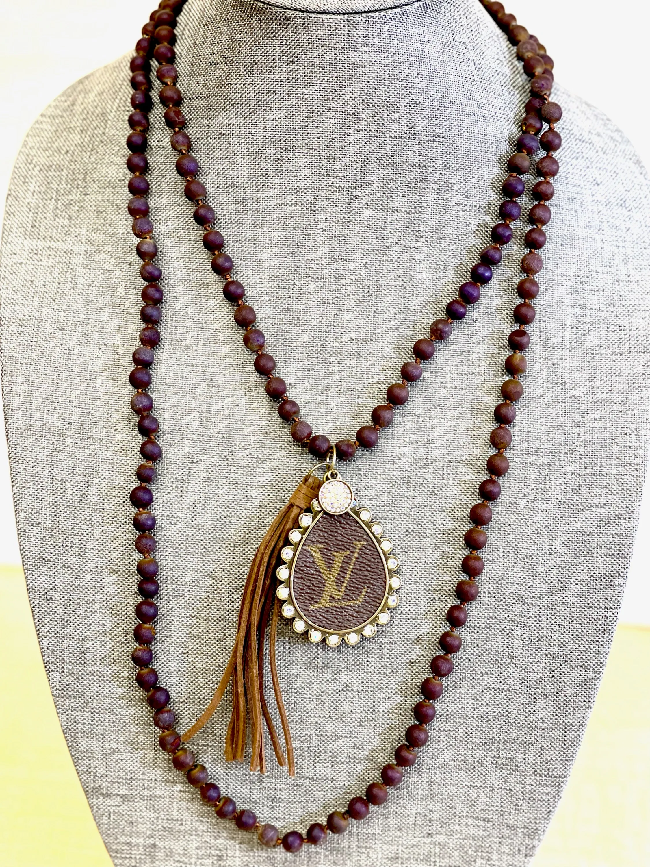 Stone- Dark purple necklace with large teardrop pendant