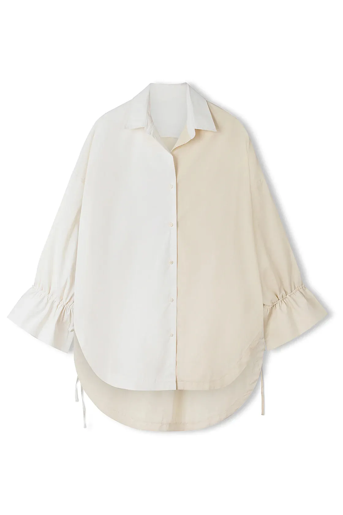 STONE TWO-TONE ORGANIC COTTON BLEND DRAWCORD SHIRT