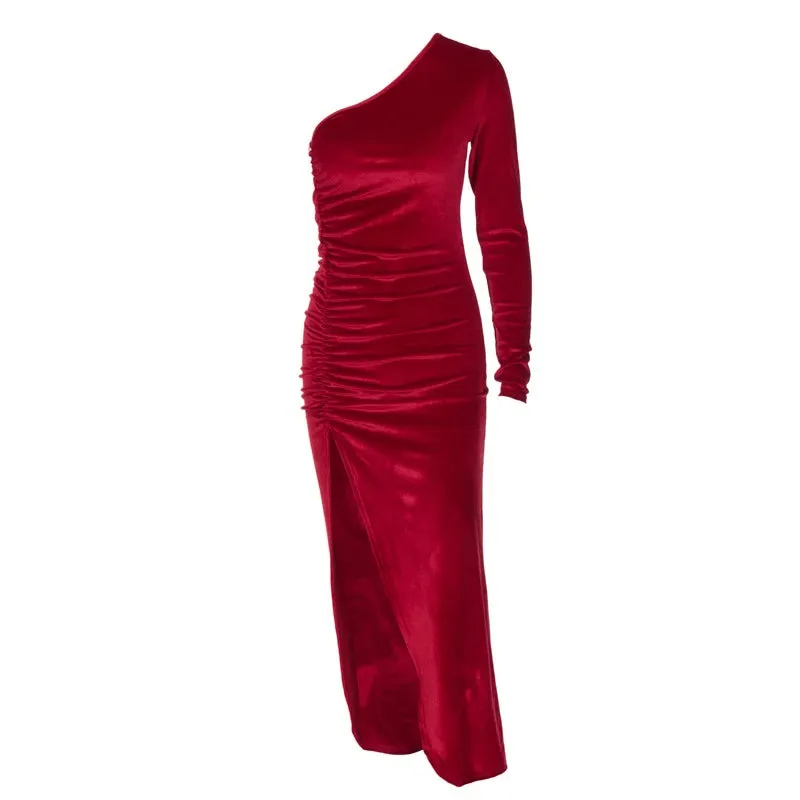Stretch Velvet Bodycon Midi Dress