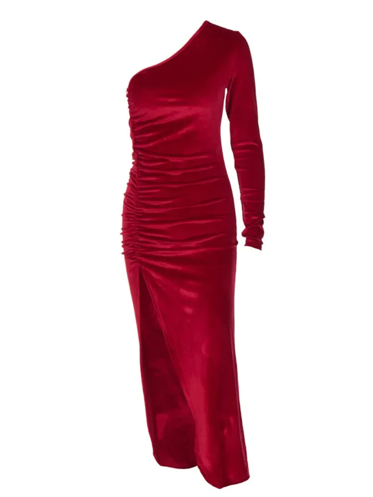 Stretch Velvet Bodycon Midi Dress