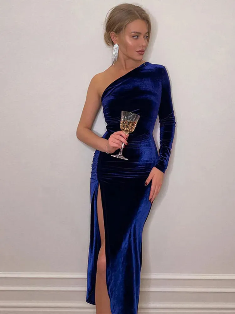 Stretch Velvet Bodycon Midi Dress
