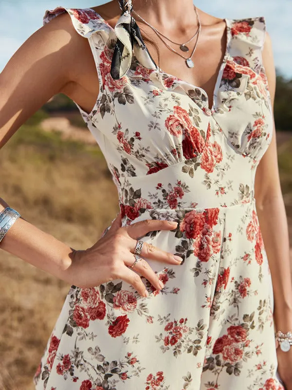 Summer apricot V-neck jumpsuit
