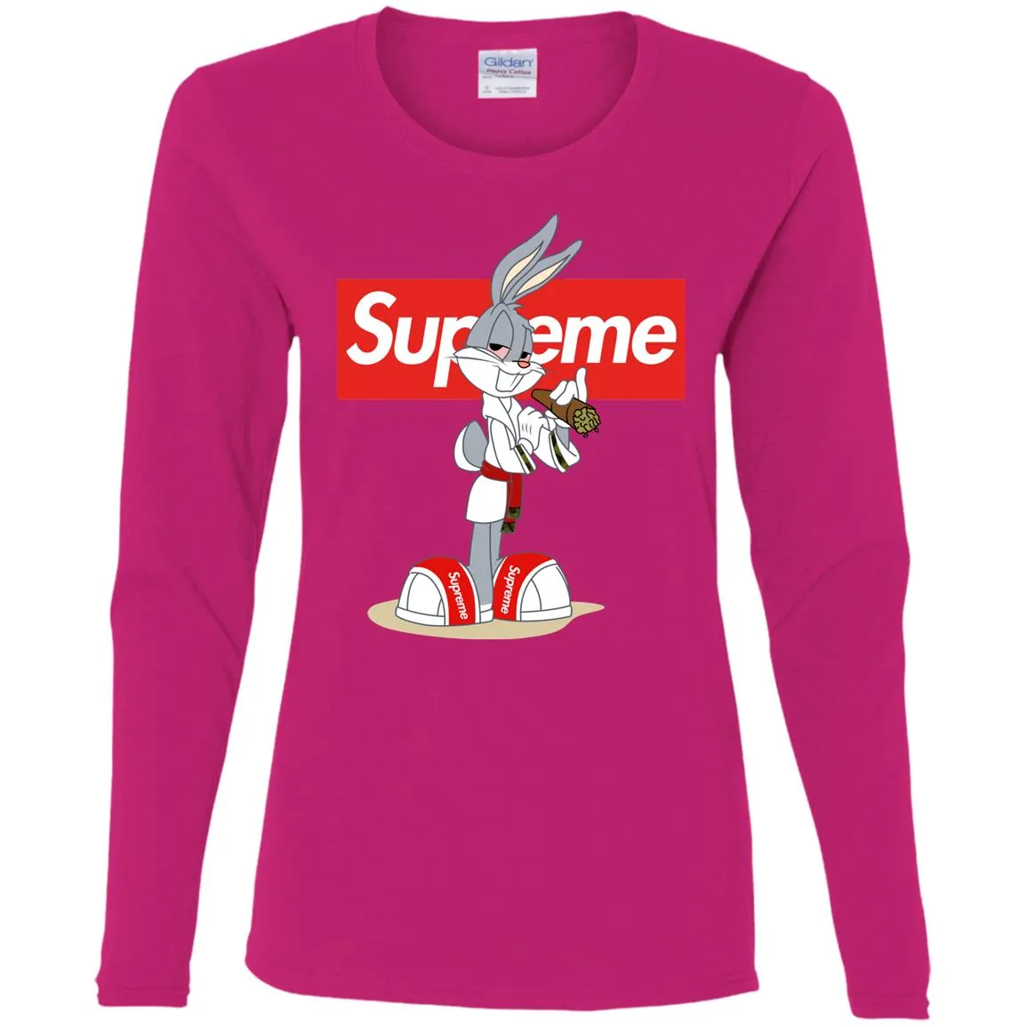 Supreme Rabbit Smoking T-shirt Women Long Sleeve Shirt