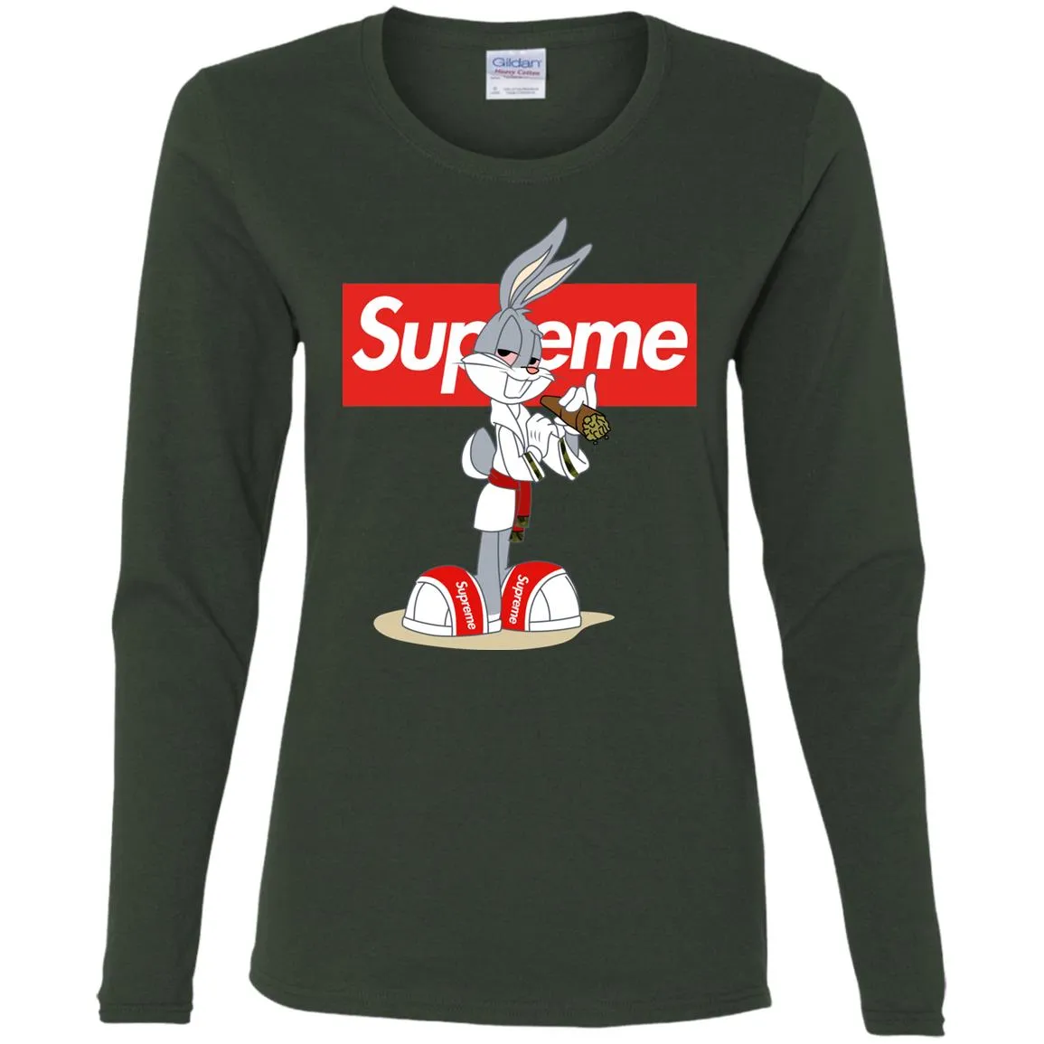 Supreme Rabbit Smoking T-shirt Women Long Sleeve Shirt