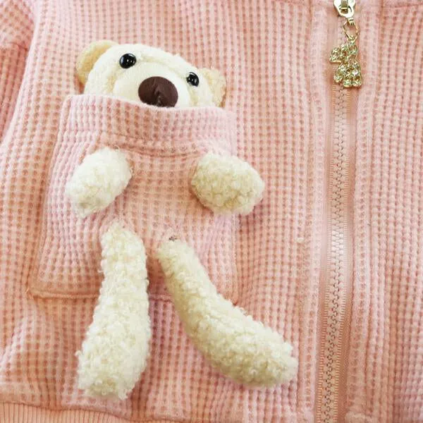 Teddy Hooded Loungewear Set - Pink