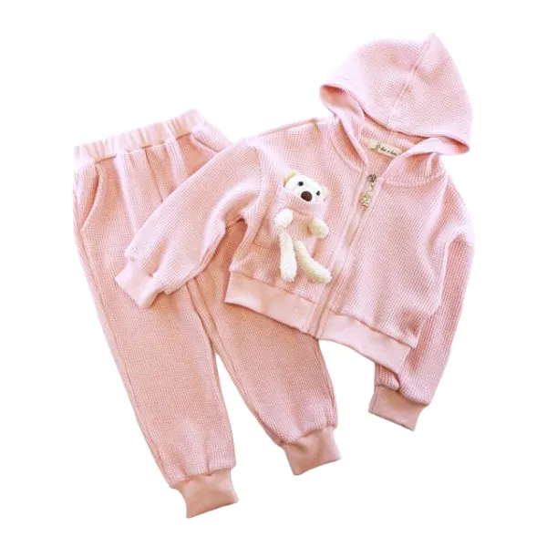 Teddy Hooded Loungewear Set - Pink
