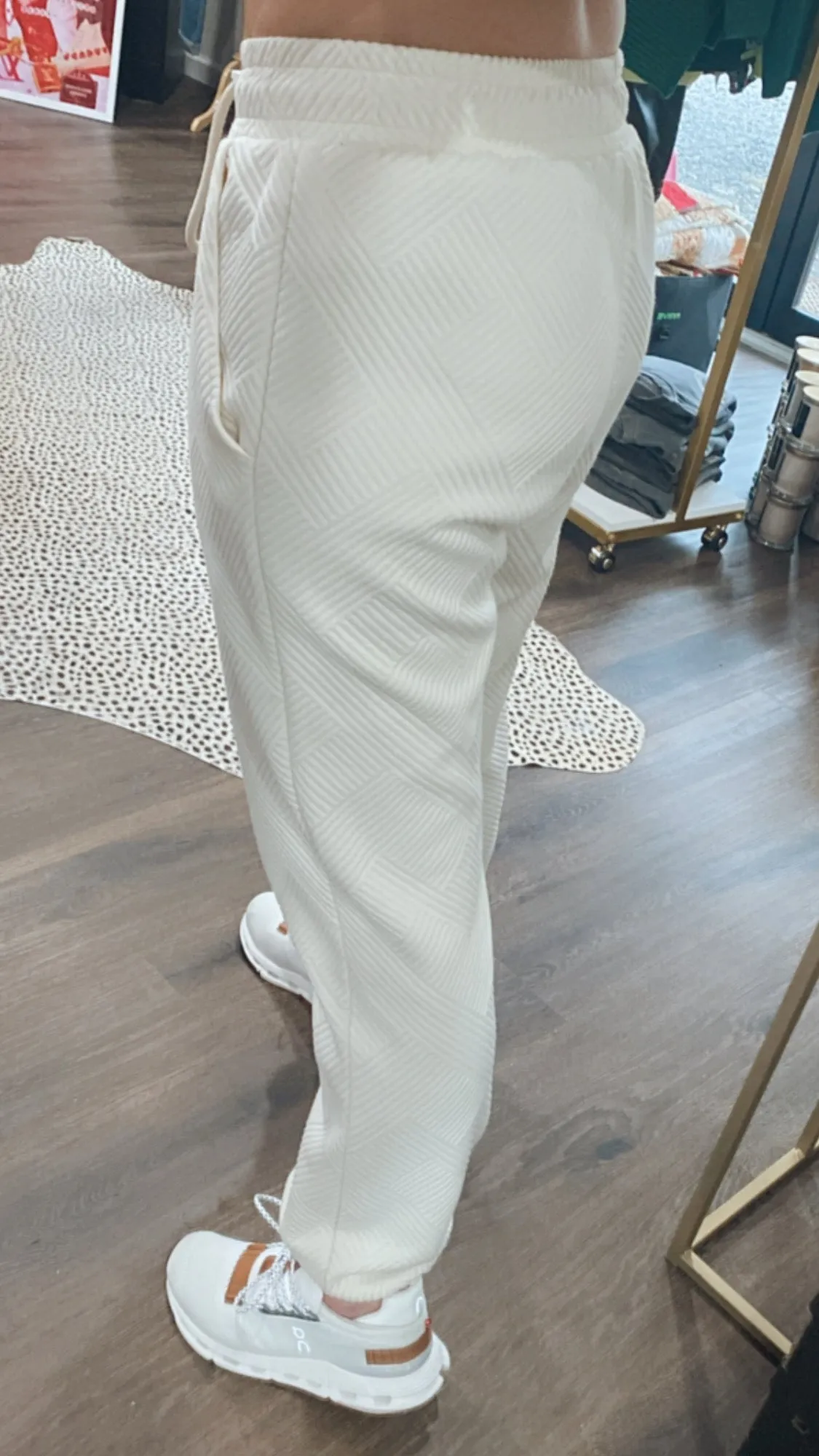 Textured Jogger Set in Cream
