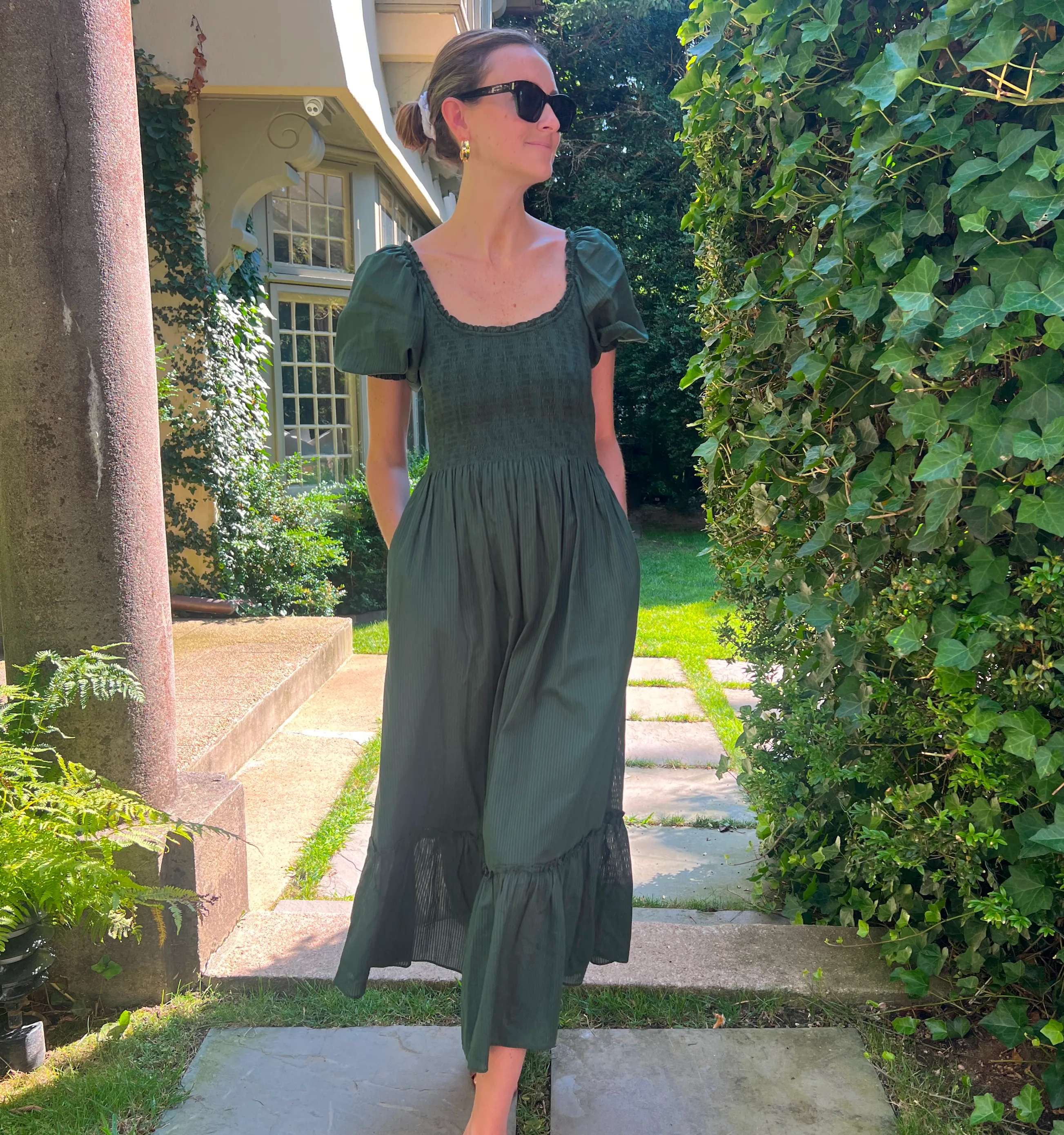 The Louisa Nap Dress - Green Shadow Stripe