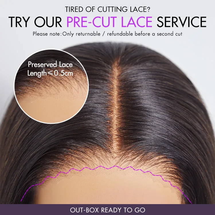 Trendy Brown Highlight Layered Bob Blowout Glueless 5x5 Lace Closure Wig 100% Human Hair Pre-Cut Lace