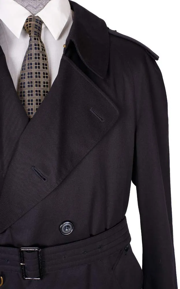 Vintage 1980s Trench Raincoat by Aquascutum - Dark Navy - 44 R