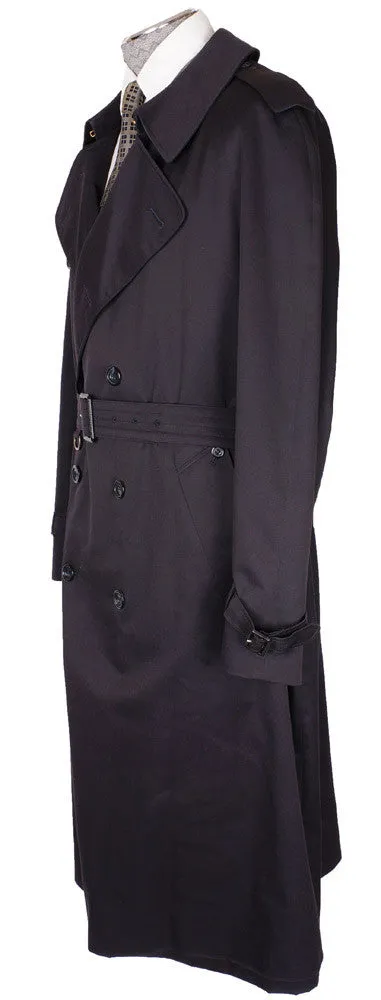 Vintage 1980s Trench Raincoat by Aquascutum - Dark Navy - 44 R