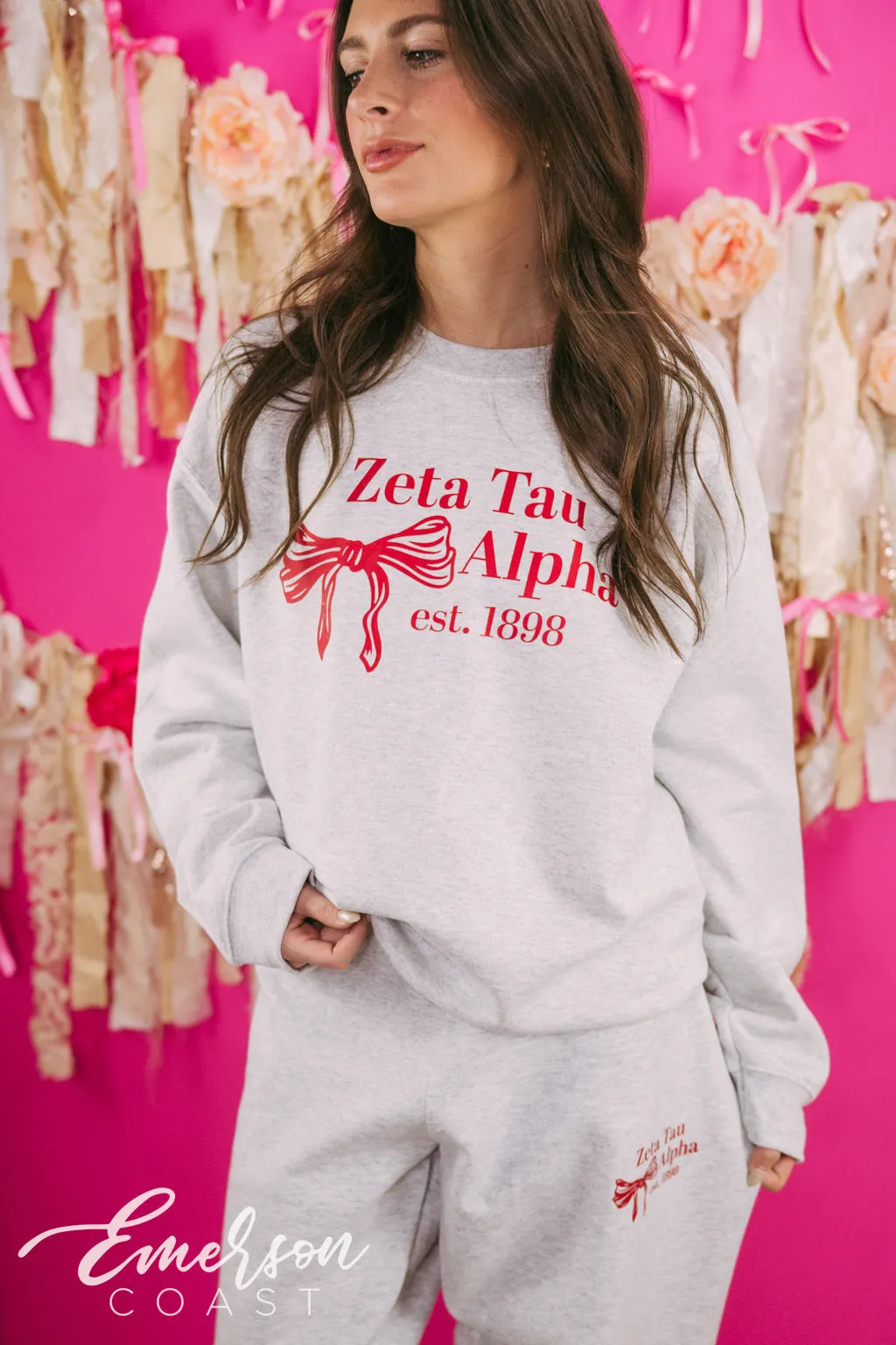 Zeta Tau Alpha Matching Bow Sweat Set