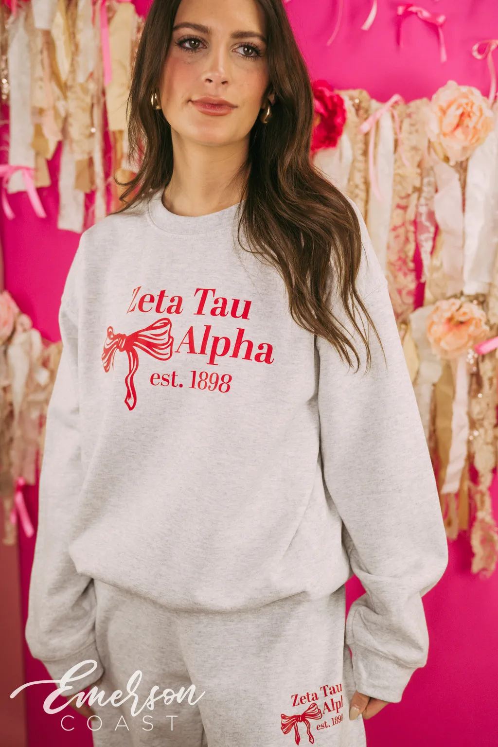 Zeta Tau Alpha Matching Bow Sweat Set