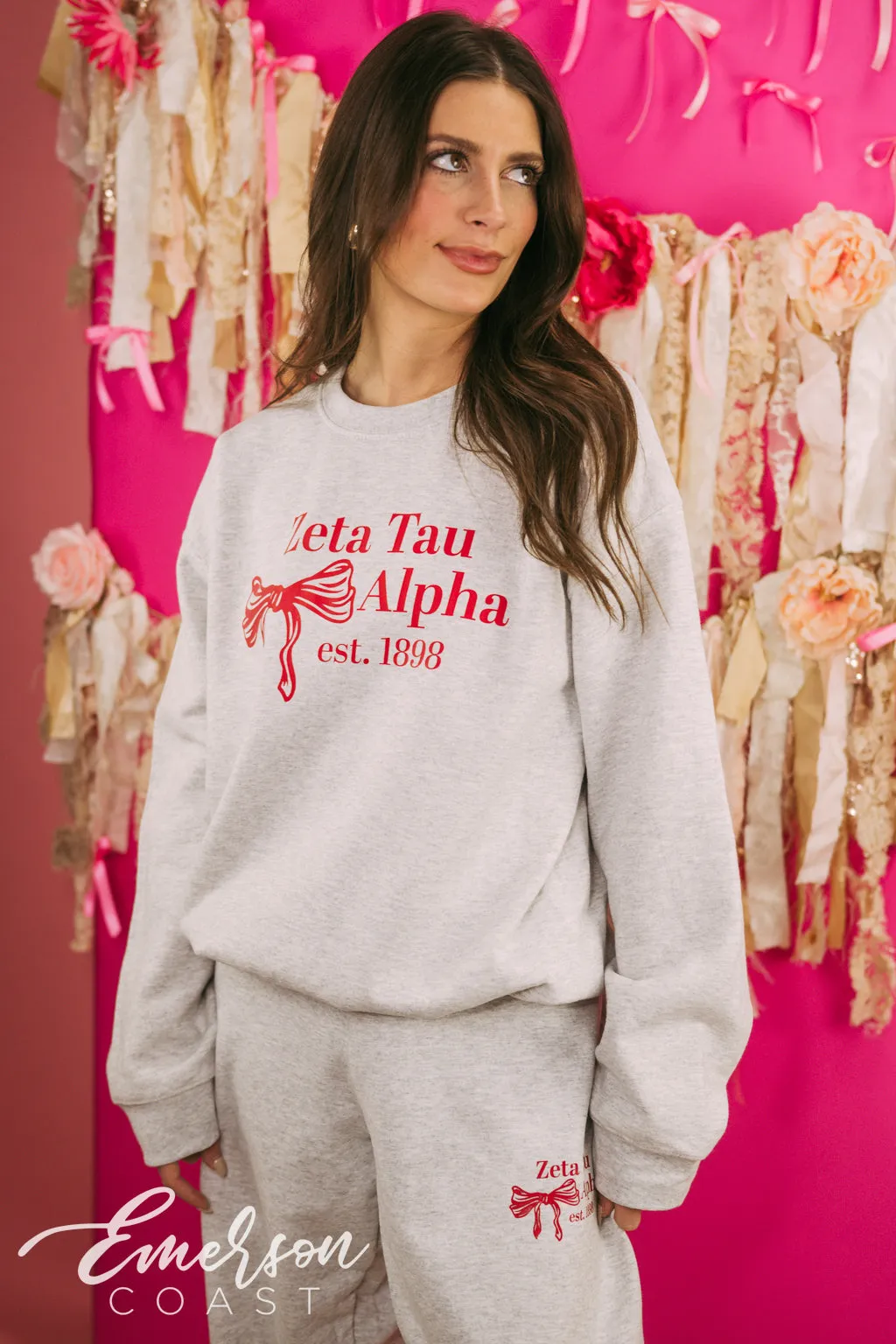 Zeta Tau Alpha Matching Bow Sweat Set