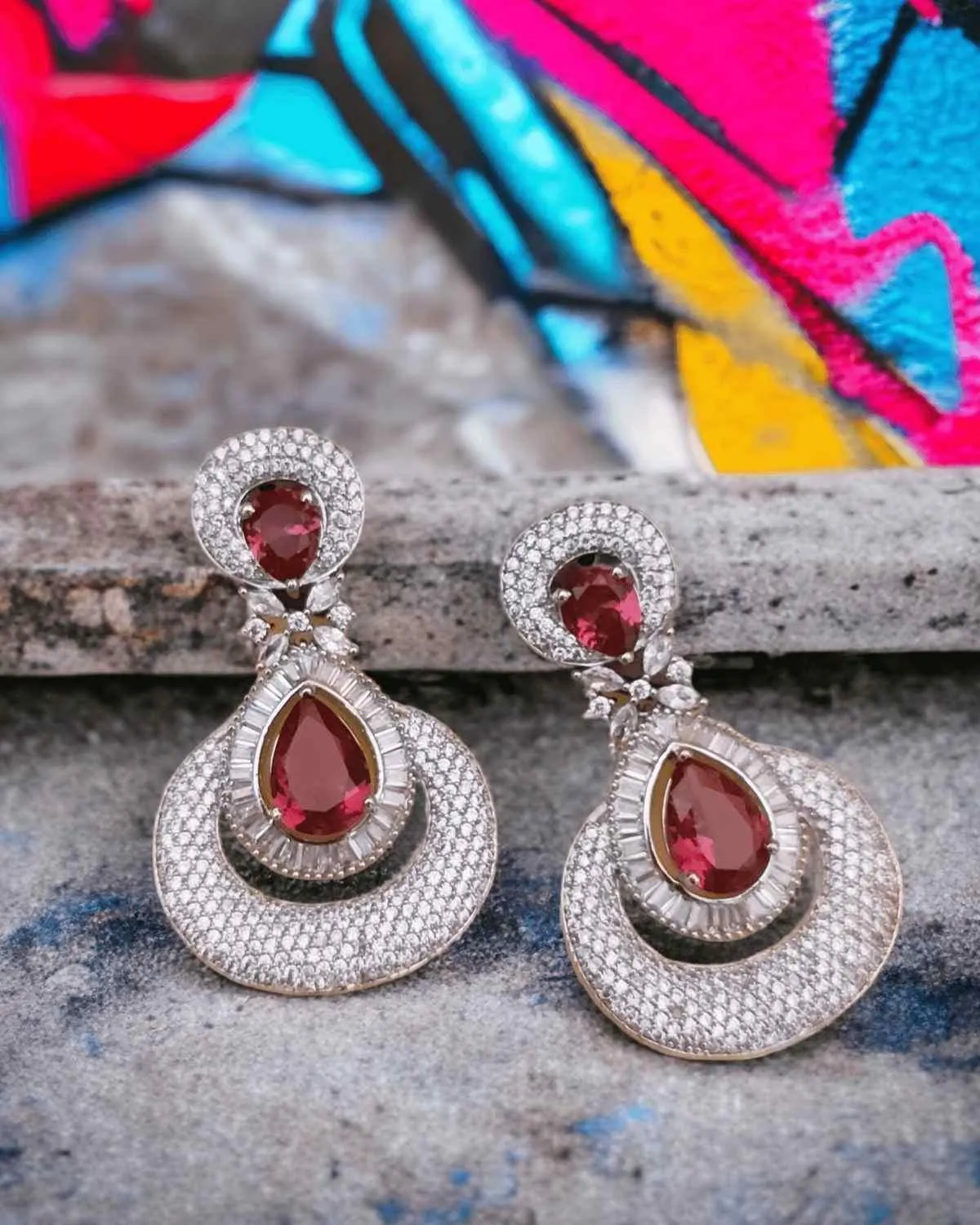 Zevarly Rukmani Hydro Ruby Ad Earrings